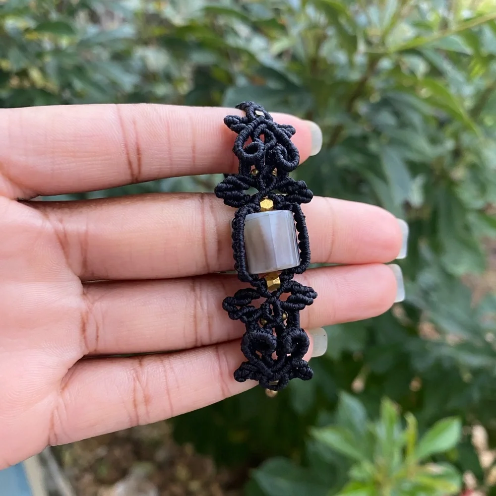 Agate macrame bracelet - Picture 4 of 7